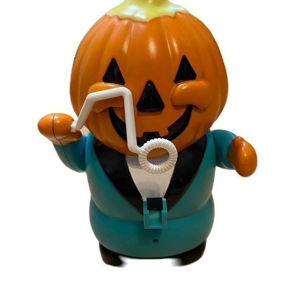 Jack o Lantern Pumpkin Bubble Maker Toy Halloween Blue Orange - Picture 1 of 4